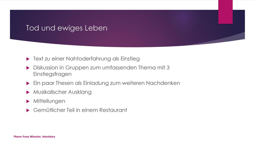 Tod und ewiges Leben Text zu einer Nahtoderfahrung als Einstieg