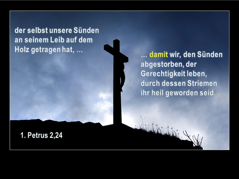 der selbst unsere Sünden an seinem Leib auf dem Holz getragen hat, …