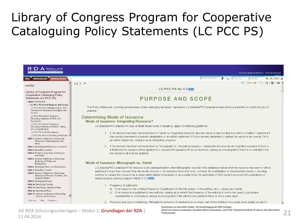 Library of Congress Program for Cooperative Cataloguing Policy Statements (LC PCC PS)