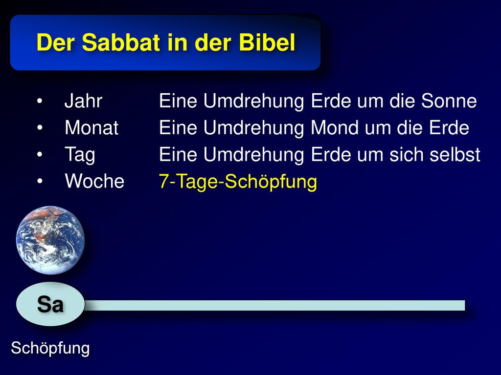 Der Sabbat in der Bibel Sa Jahr Monat Tag Woche
