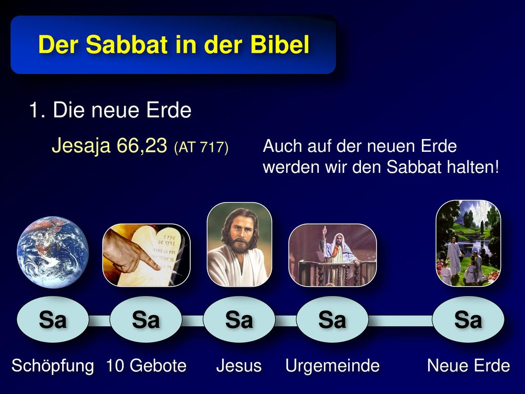 Der Sabbat in der Bibel Sa Sa Sa Sa Sa 1. Die neue Erde