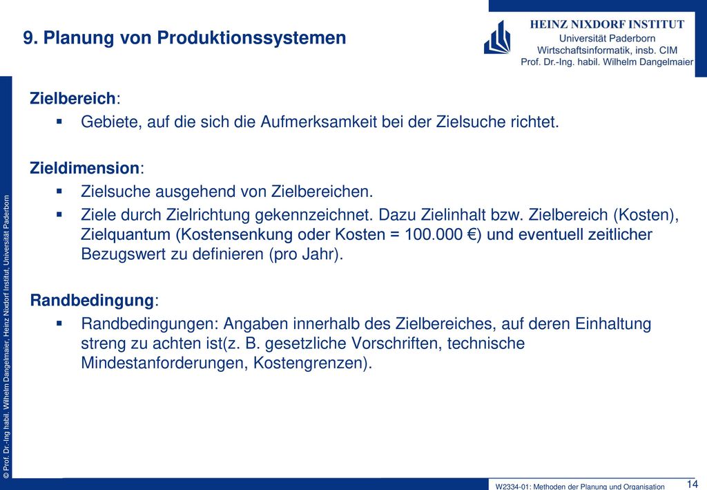 9. Planung von Produktionssystemen