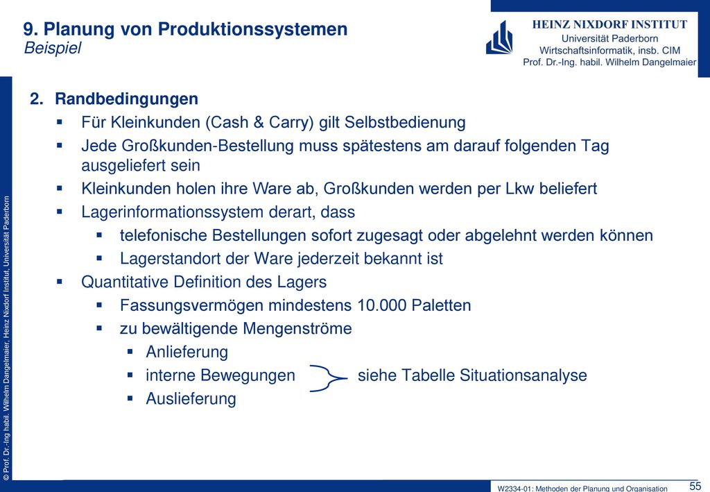 9. Planung von Produktionssystemen Beispiel