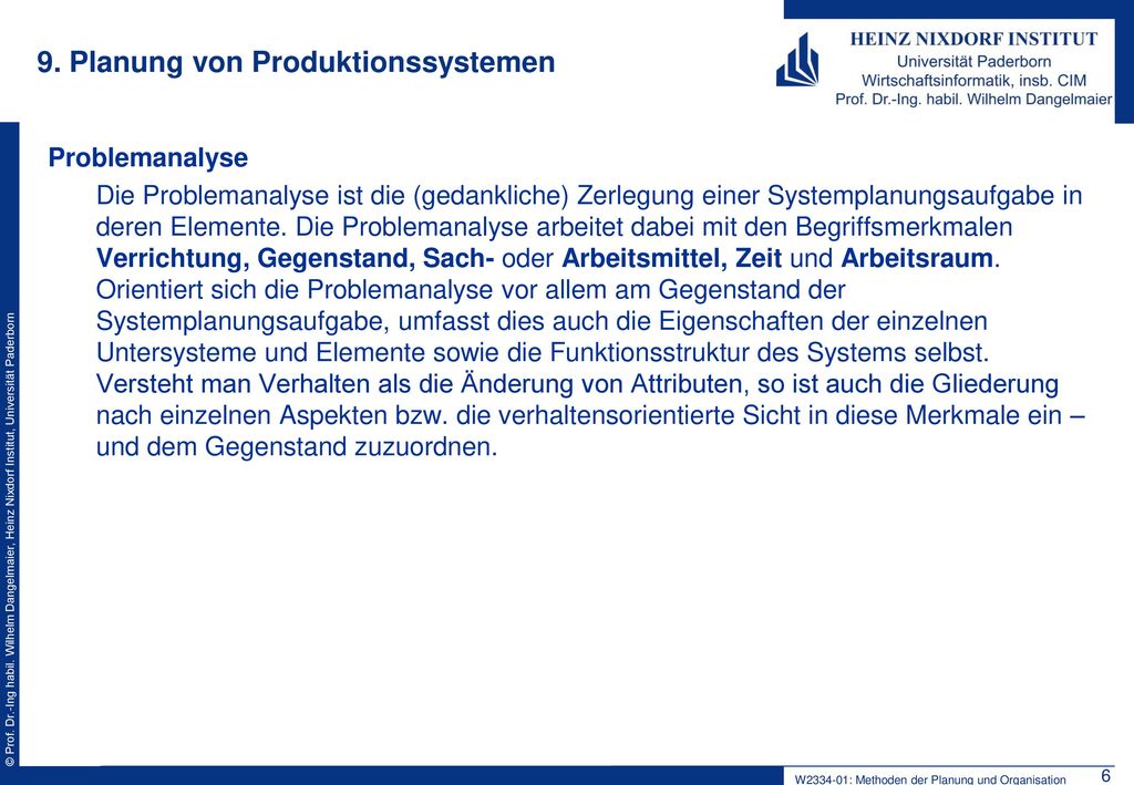 9. Planung von Produktionssystemen