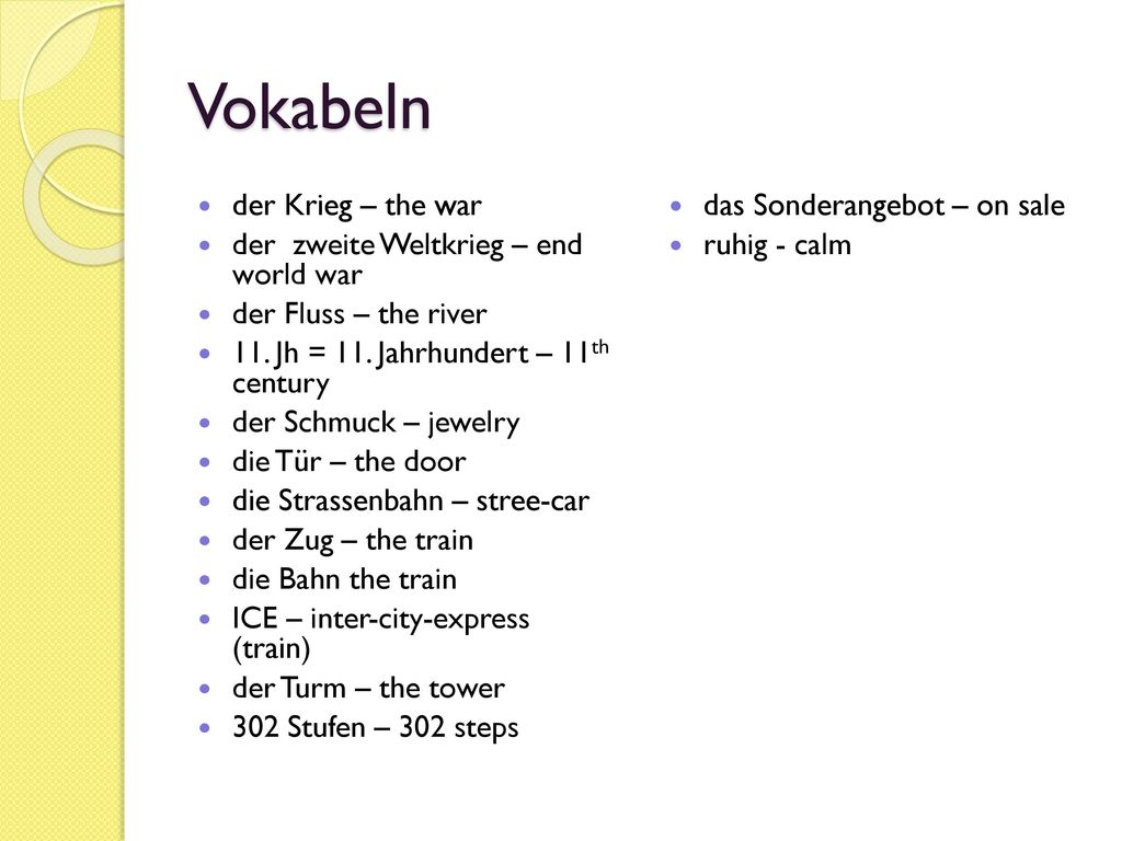 Vokabeln der Krieg – the war der zweite Weltkrieg – end world war