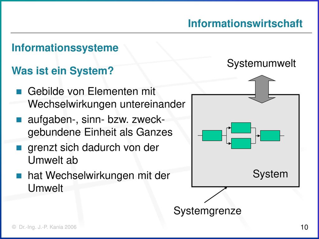 Informationssysteme Systemumwelt. Was ist ein System Gebilde von Elementen mit Wechselwirkungen untereinander.