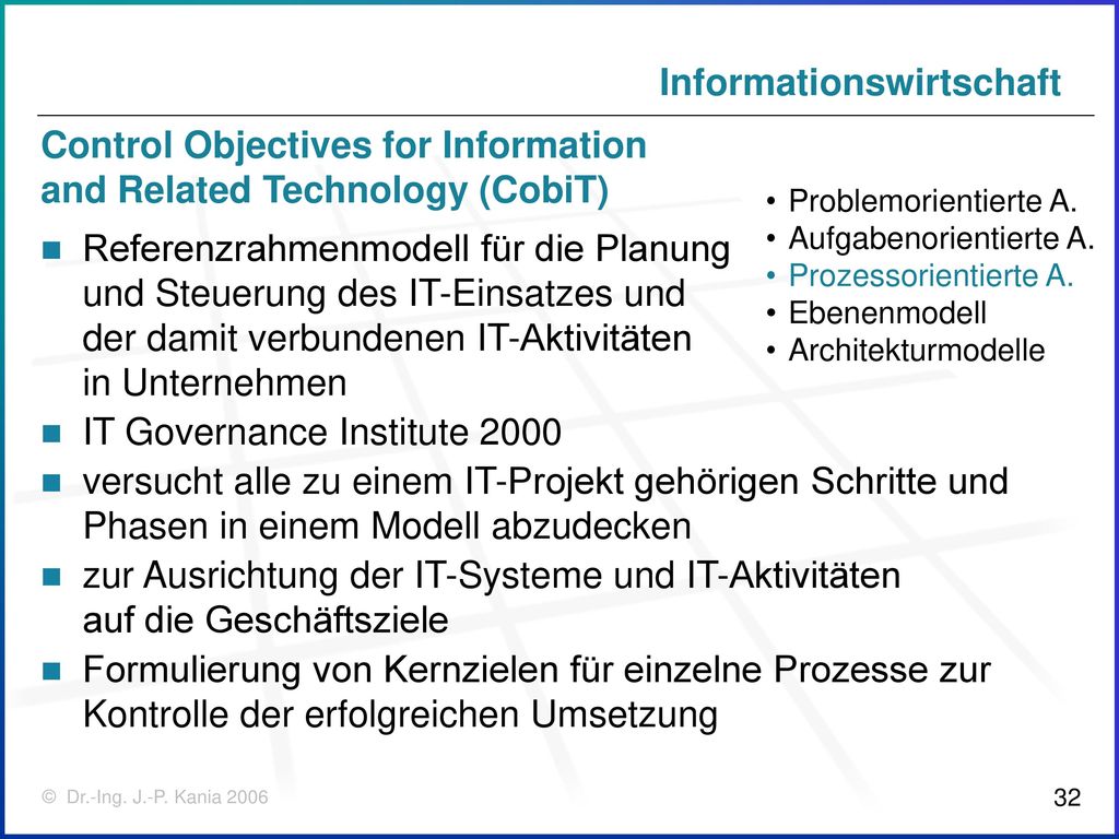 Control Objectives for Information and Related Technology (CobiT)