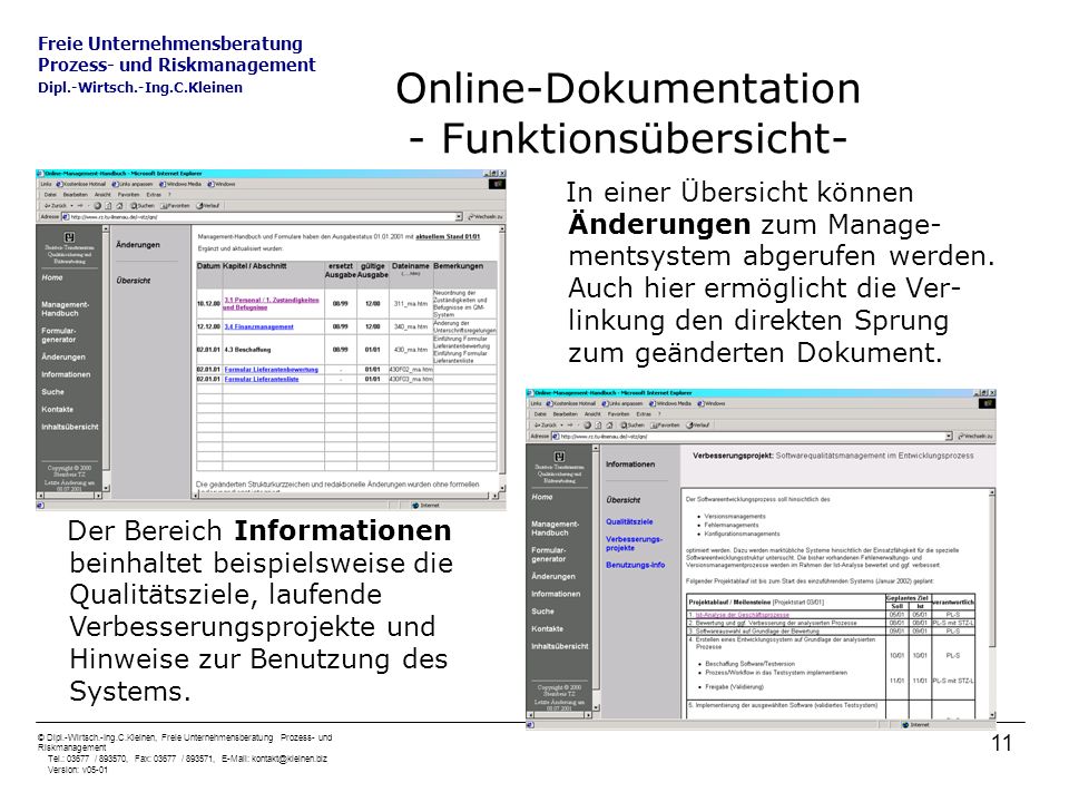 Online-Dokumentation - Funktionsübersicht-