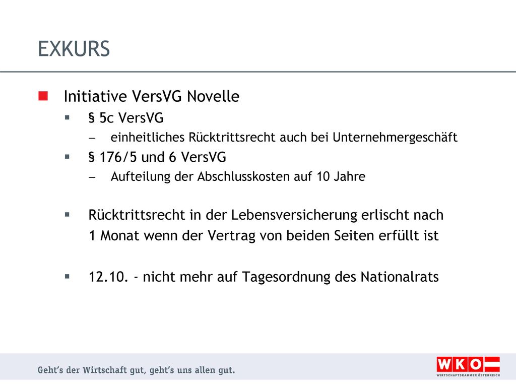 EXKURS Initiative VersVG Novelle § 5c VersVG § 176/5 und 6 VersVG