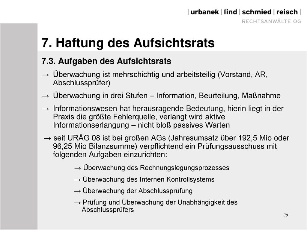 7. Haftung des Aufsichtsrats