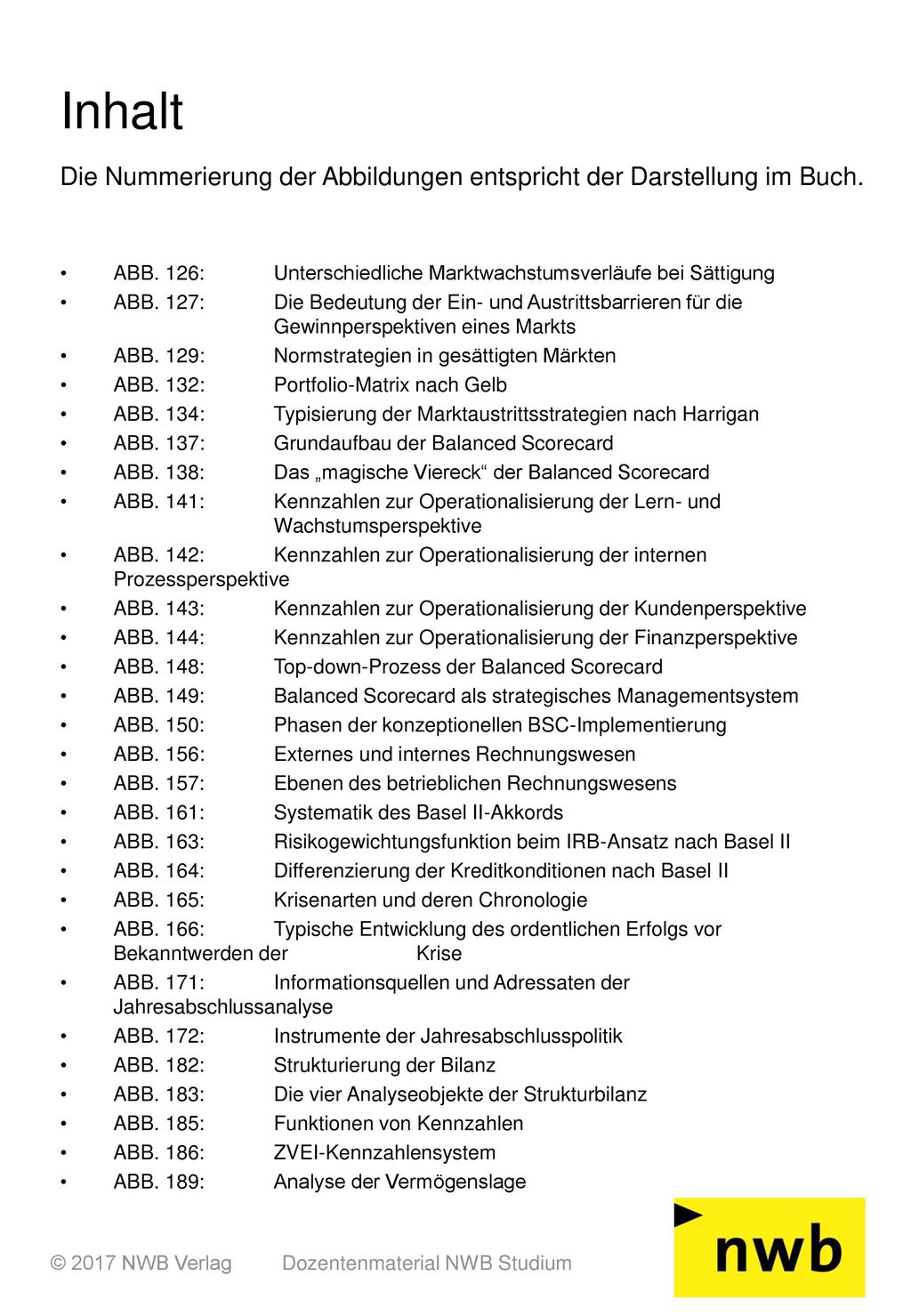 Inhalt Die Nummerierung der Abbildungen entspricht der Darstellung im Buch.