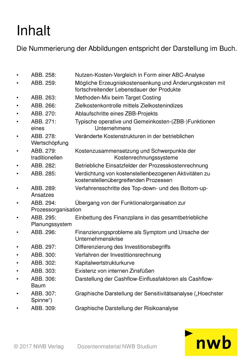 Inhalt Die Nummerierung der Abbildungen entspricht der Darstellung im Buch.