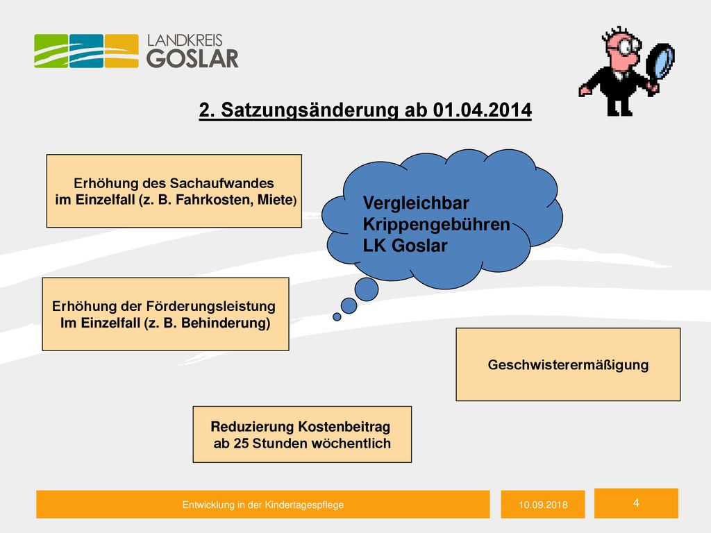 2. Satzungsänderung ab Erhöhung des Sachaufwandes im Einzelfall (z. B. Fahrkosten, Miete)