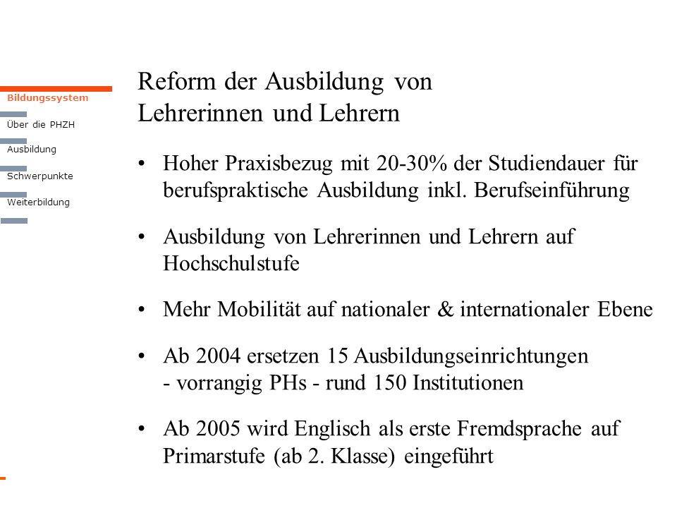 Reform der Ausbildung von Lehrerinnen und Lehrern