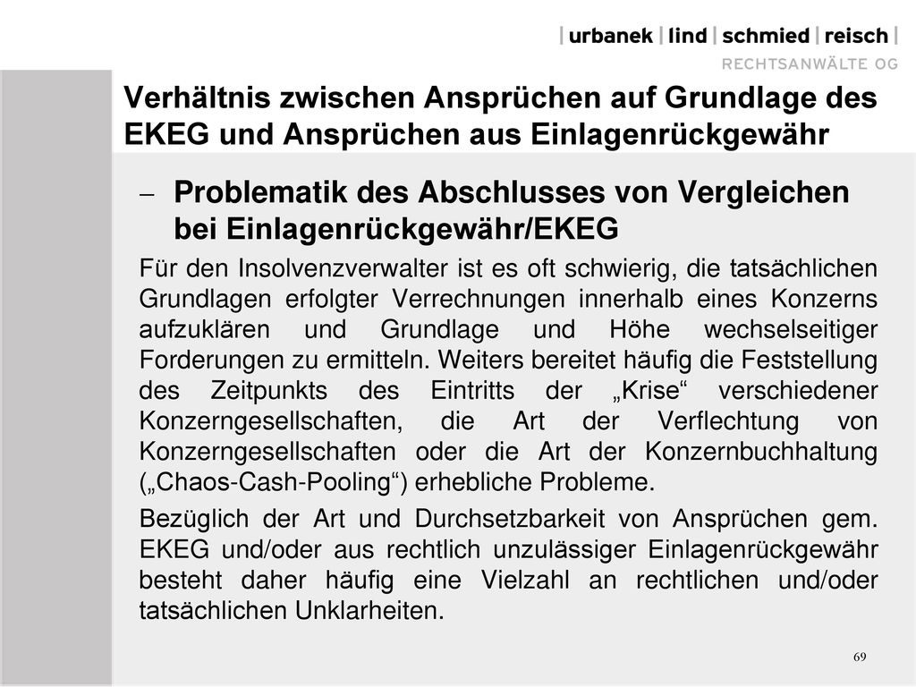 Verhältnis zwischen Ansprüchen auf Grundlage des EKEG und Ansprüchen aus Einlagenrückgewähr