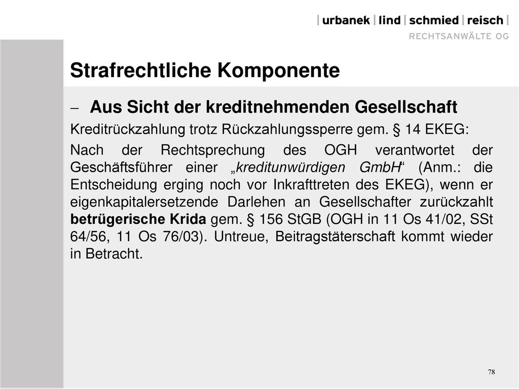 Strafrechtliche Komponente