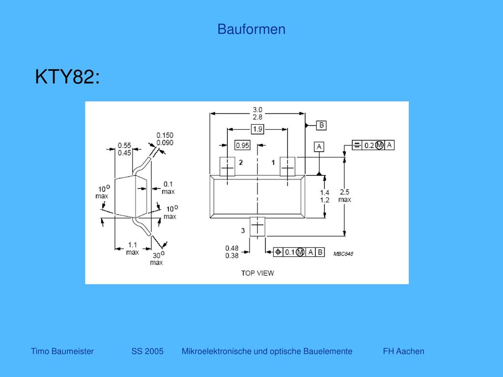 Bauformen KTY82: Timo Baumeister SS 2005 Mikroelektronische und optische Bauelemente FH Aachen
