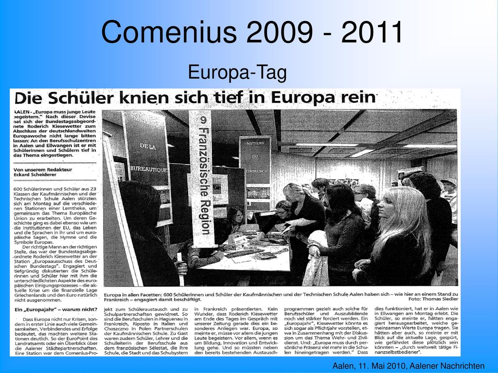 Comenius Europa-Tag Aalen, 11. Mai 2010, Aalener Nachrichten