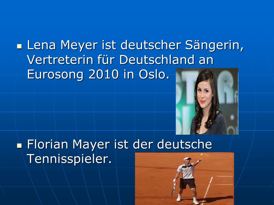 Lena Meyer ist deutscher Sängerin, Vertreterin für Deutschland an Eurosong 2010 in Oslo.