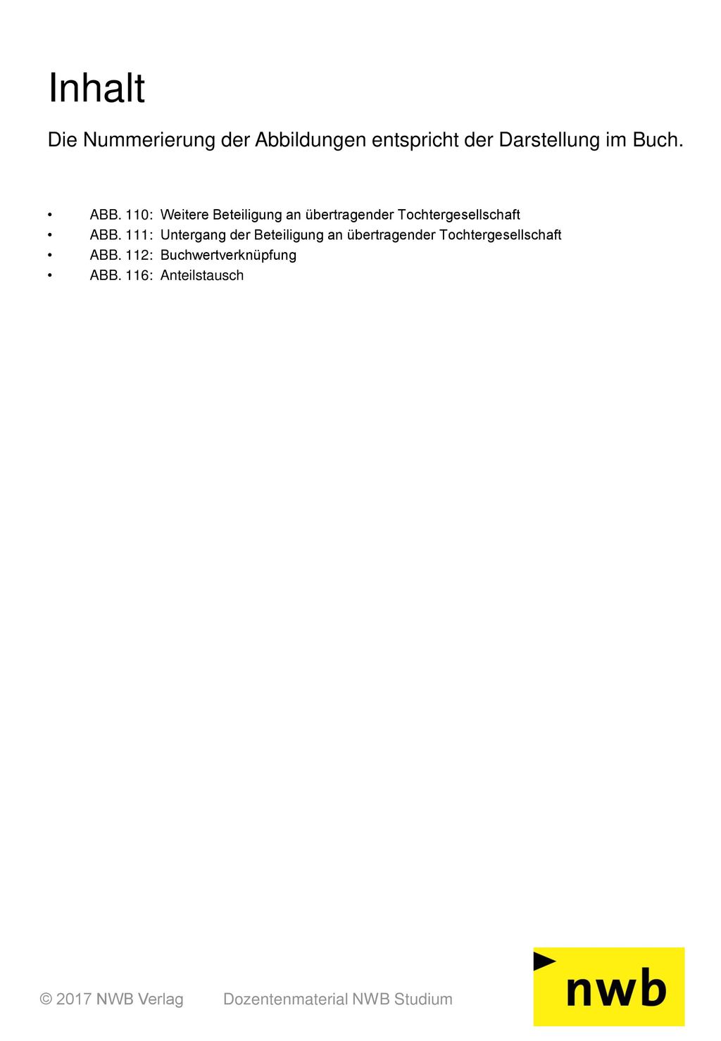 Inhalt Die Nummerierung der Abbildungen entspricht der Darstellung im Buch.