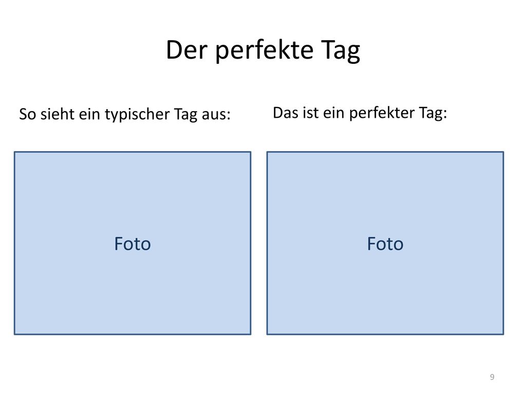 Der perfekte Tag Foto Foto So sieht ein typischer Tag aus: