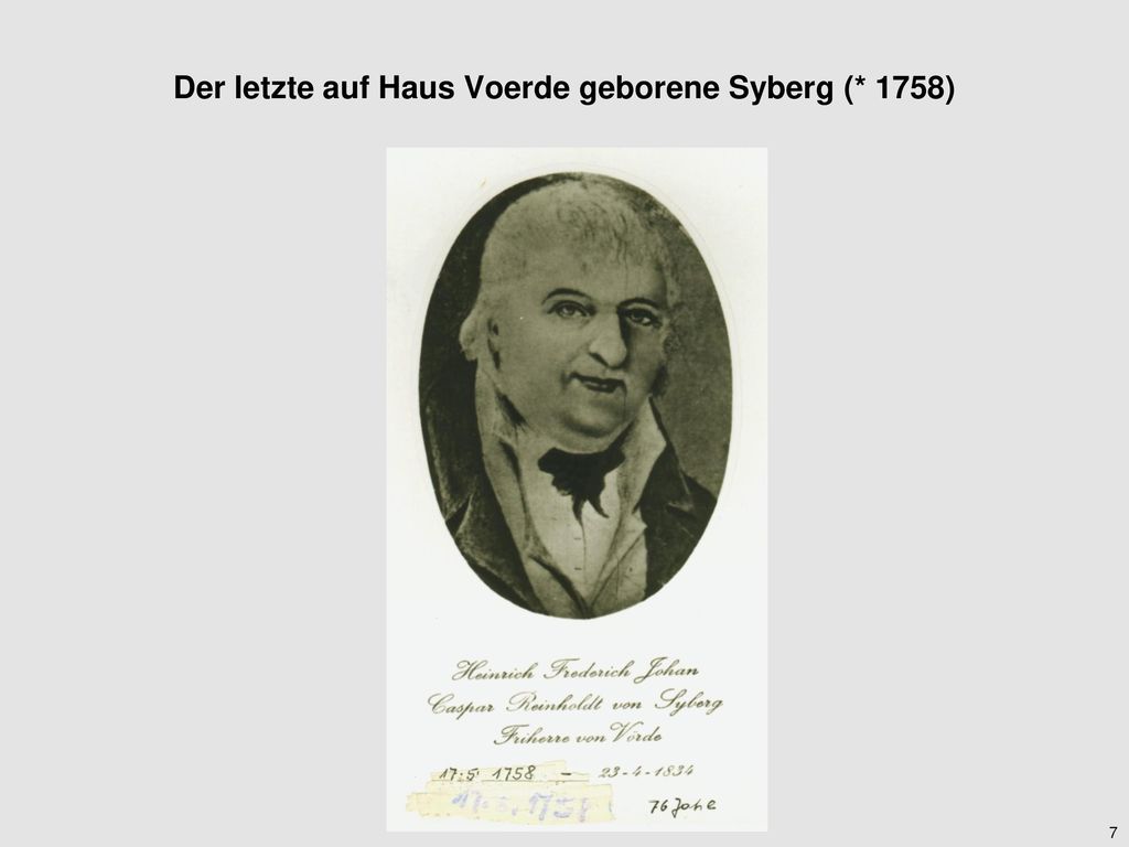 Der letzte auf Haus Voerde geborene Syberg (* 1758)