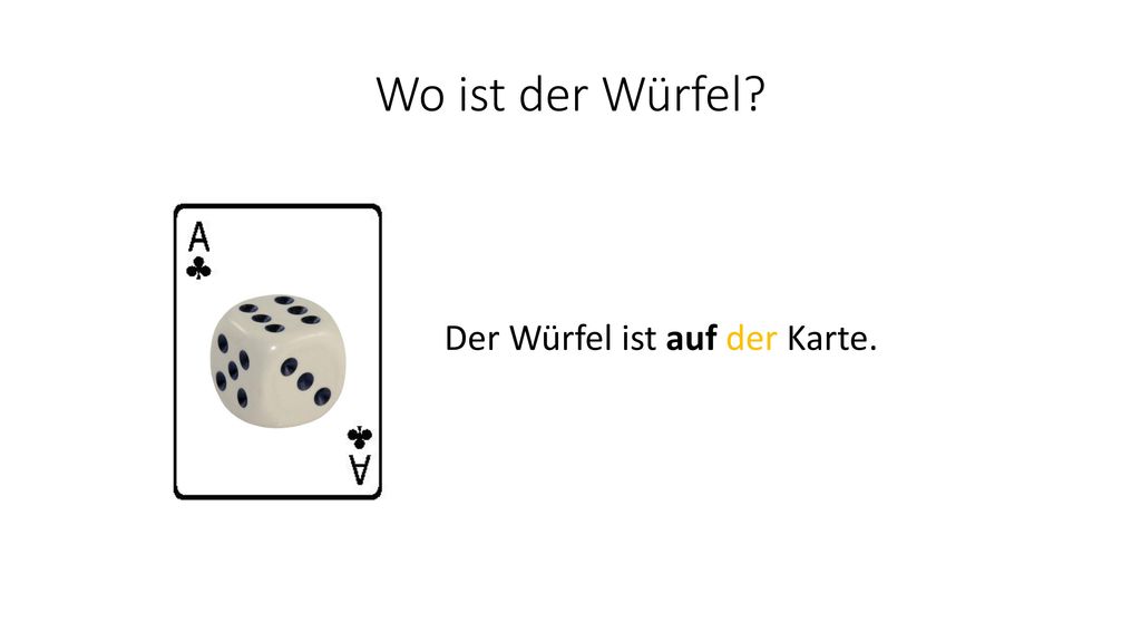 Wo ist der Würfel Der Würfel ist auf der Karte.