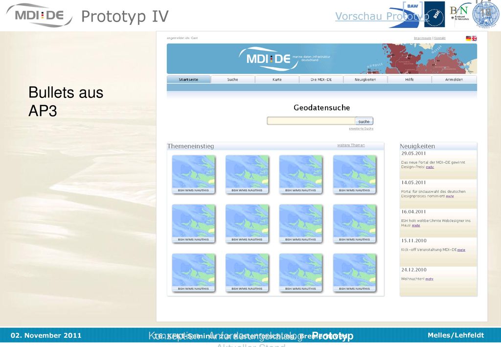 Konzeption Anforderungskatalog Prototyp Aktueller Stand