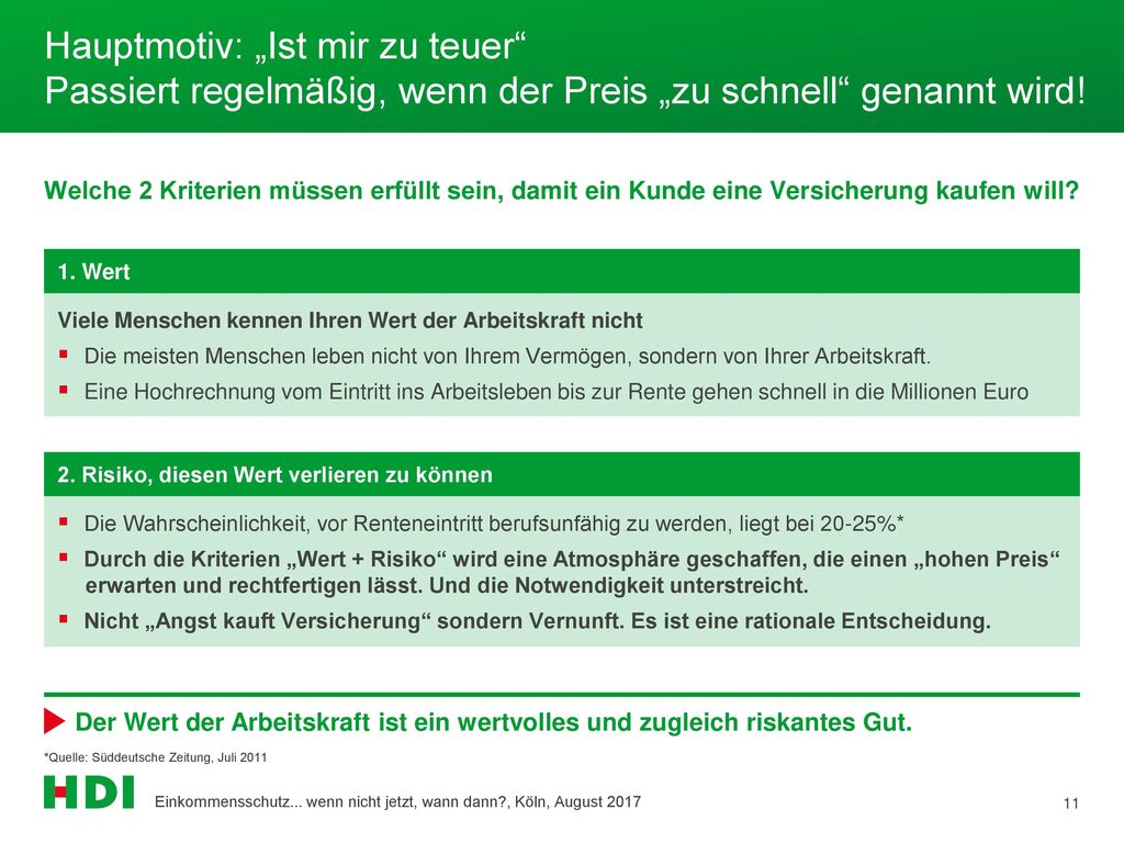 Hauptmotiv: „Ist mir zu teuer Passiert regelmäßig, wenn der Preis „zu schnell genannt wird!