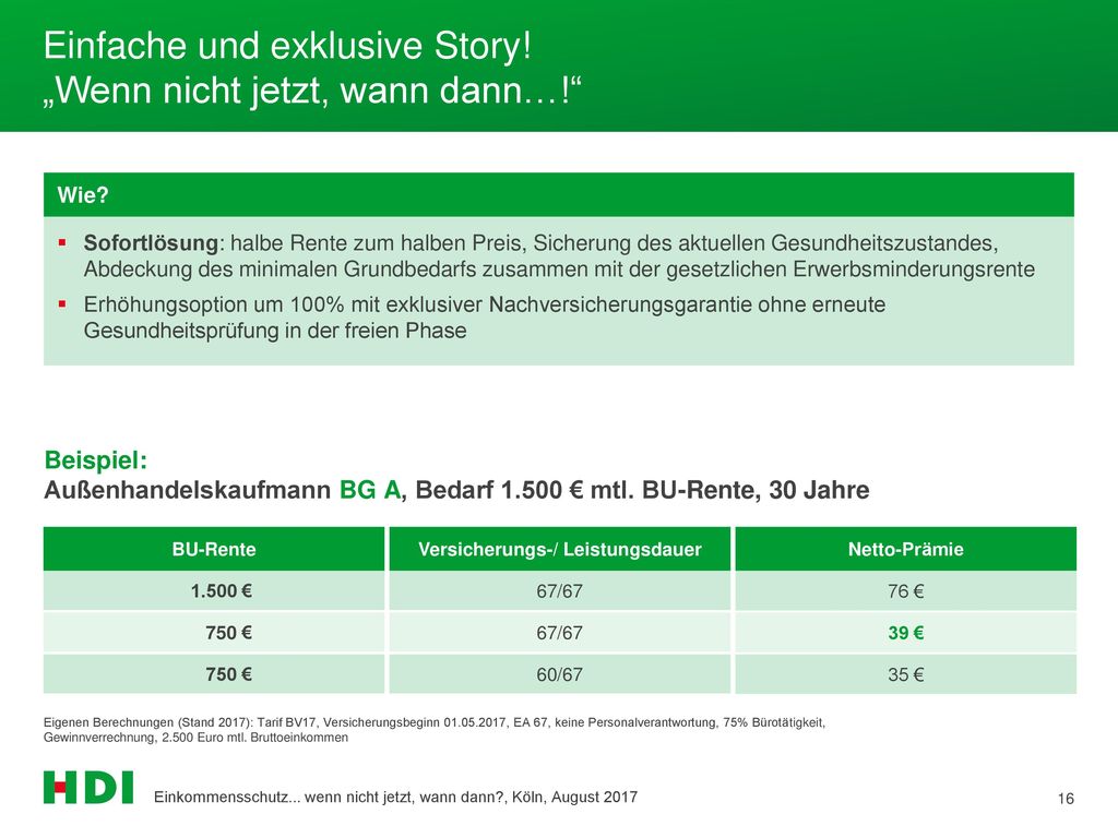 Einfache und exklusive Story! „Wenn nicht jetzt, wann dann…!