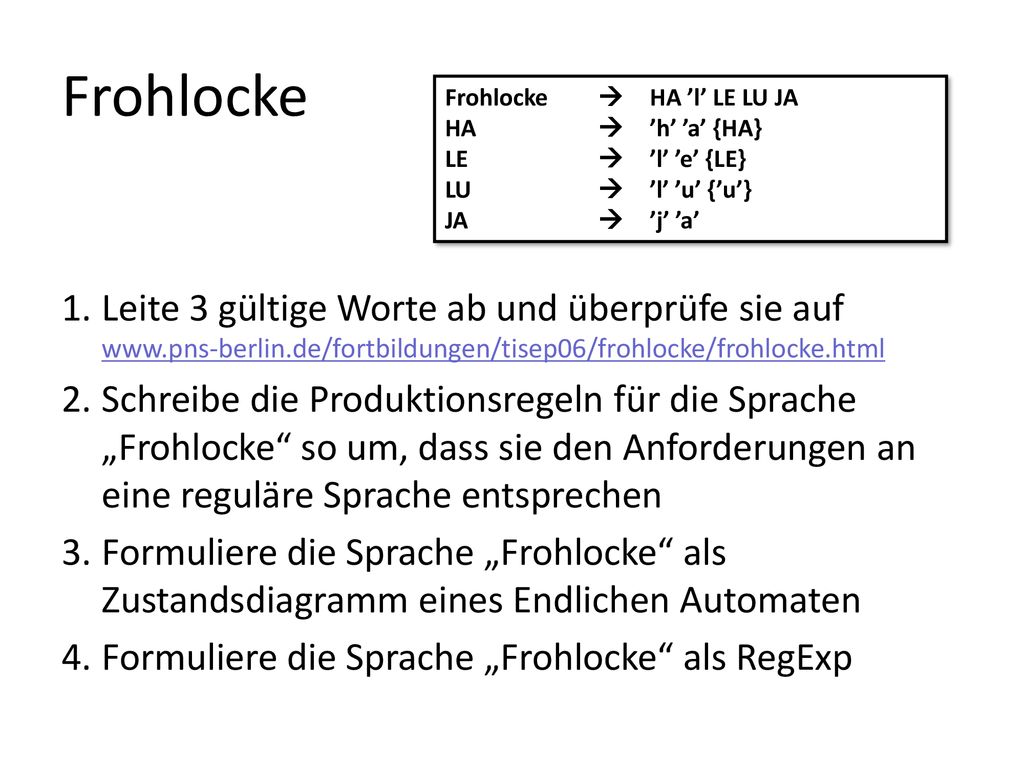 Frohlocke Frohlocke  HA ’l’ LE LU JA. HA  ’h’ ’a’ {HA} LE  ’l’ ’e’ {LE} LU  ’l’ ’u’ {’u’}