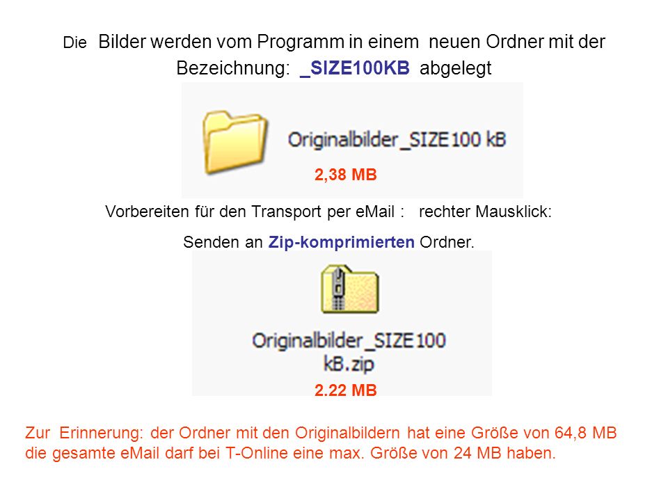 Vorbereiten für den Transport per   rechter Mausklick: