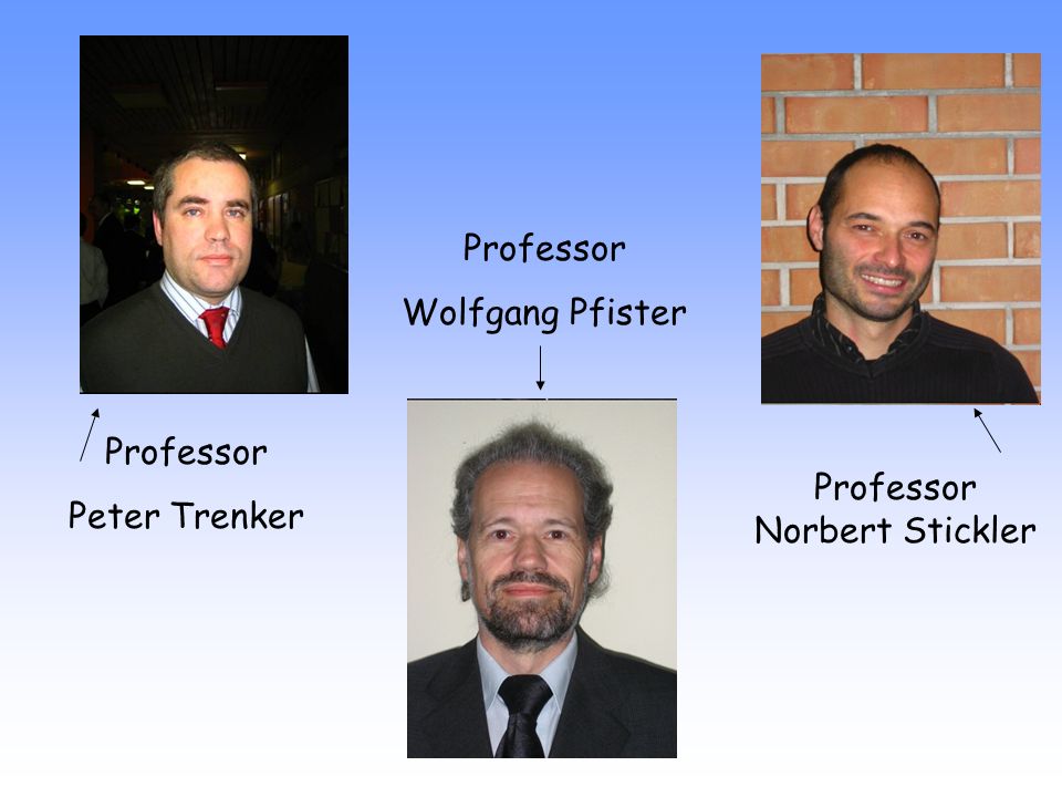 Professor Wolfgang Pfister Professor Peter Trenker Professor Norbert Stickler