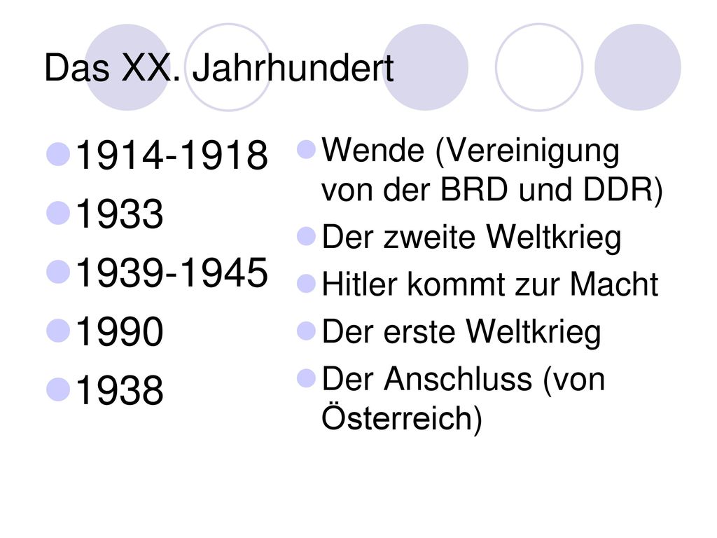 Das XX. Jahrhundert Wende (Vereinigung von der BRD und DDR)