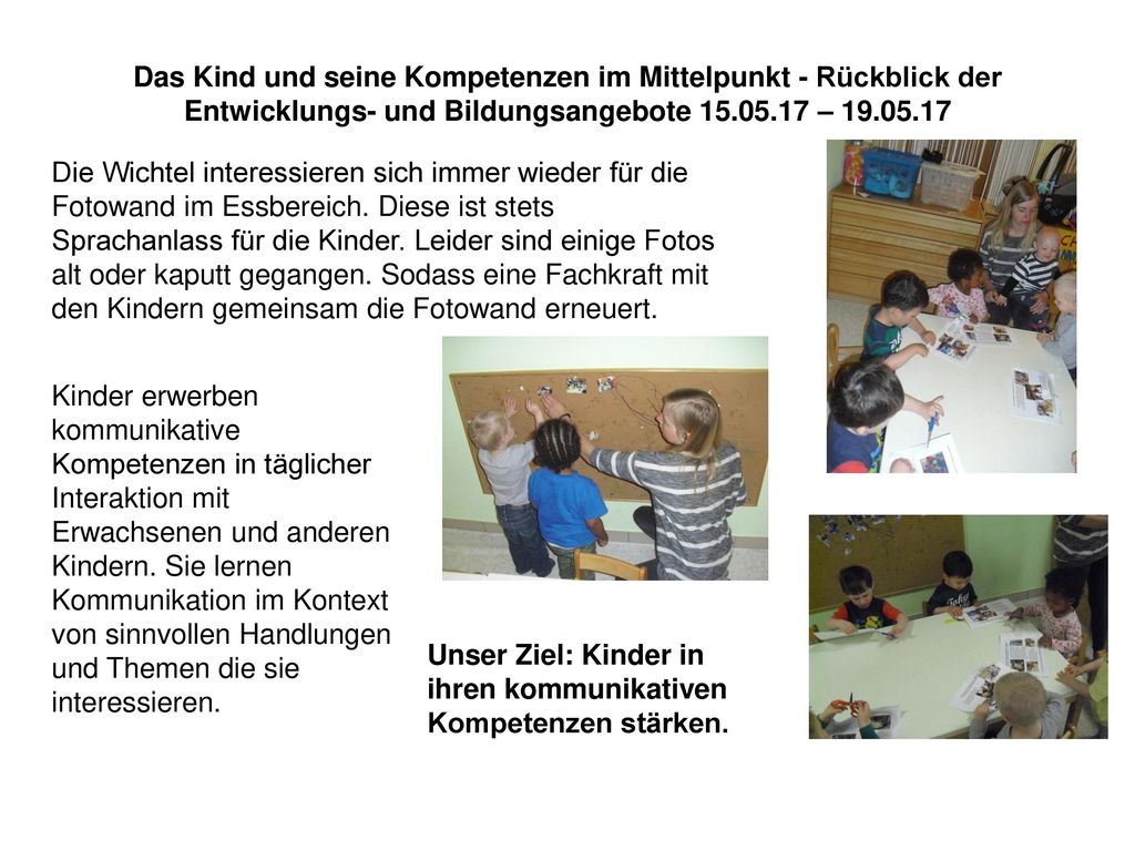 Das Kind und seine Kompetenzen im Mittelpunkt - Rückblick der Entwicklungs- und Bildungsangebote –