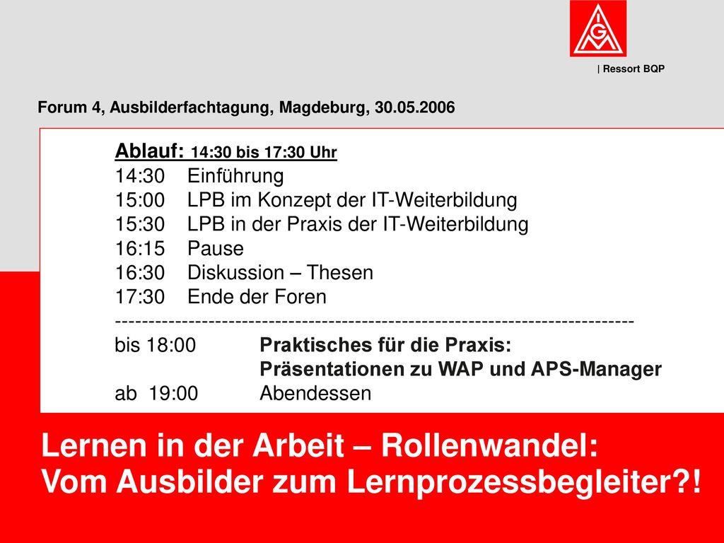 Forum 4, Ausbilderfachtagung, Magdeburg,