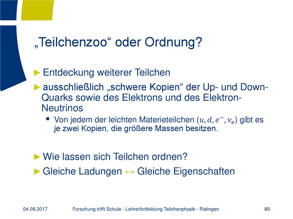 „Teilchenzoo oder Ordnung