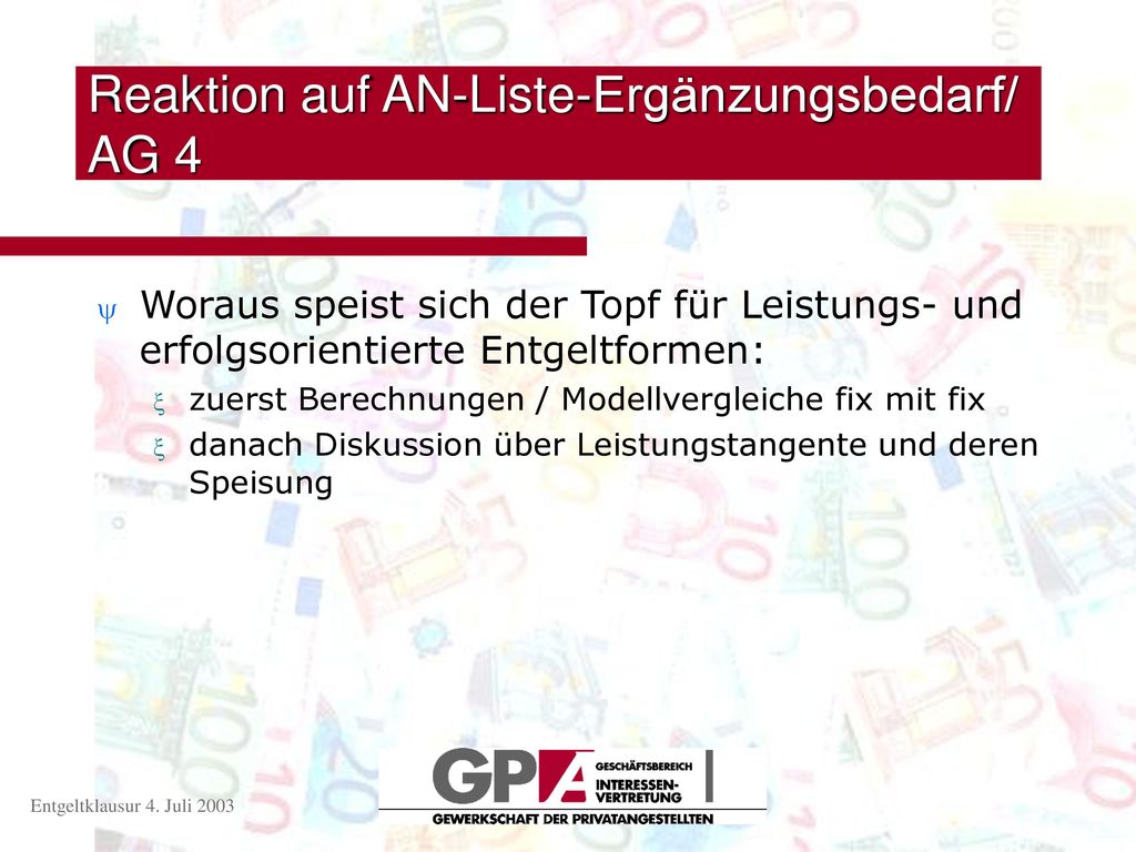 Reaktion auf AN-Liste-Ergänzungsbedarf/ AG 4