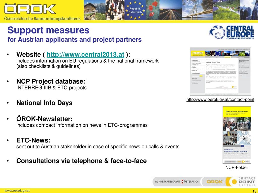 Support measures for Austrian applicants and project partners