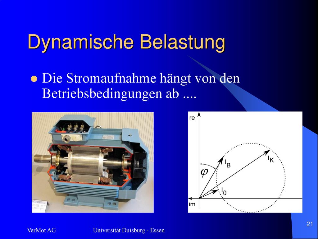 Dynamische Belastung Die Stromaufnahme hängt von den Betriebsbedingungen ab .... Optimiert für Bemessungspunkt.