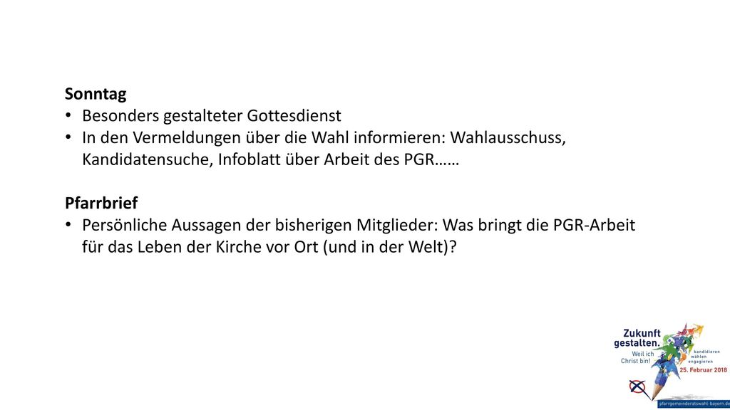 Sonntag Besonders gestalteter Gottesdienst.