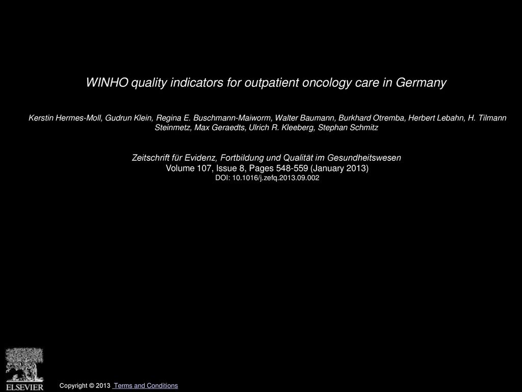 WINHO quality indicators for outpatient oncology care in Germany