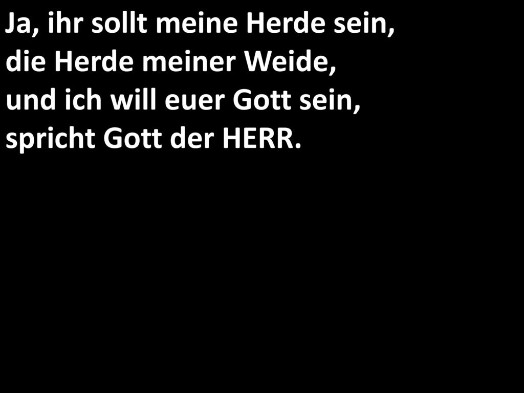Ja, ihr sollt meine Herde sein, die Herde meiner Weide, und ich will euer Gott sein, spricht Gott der HERR.