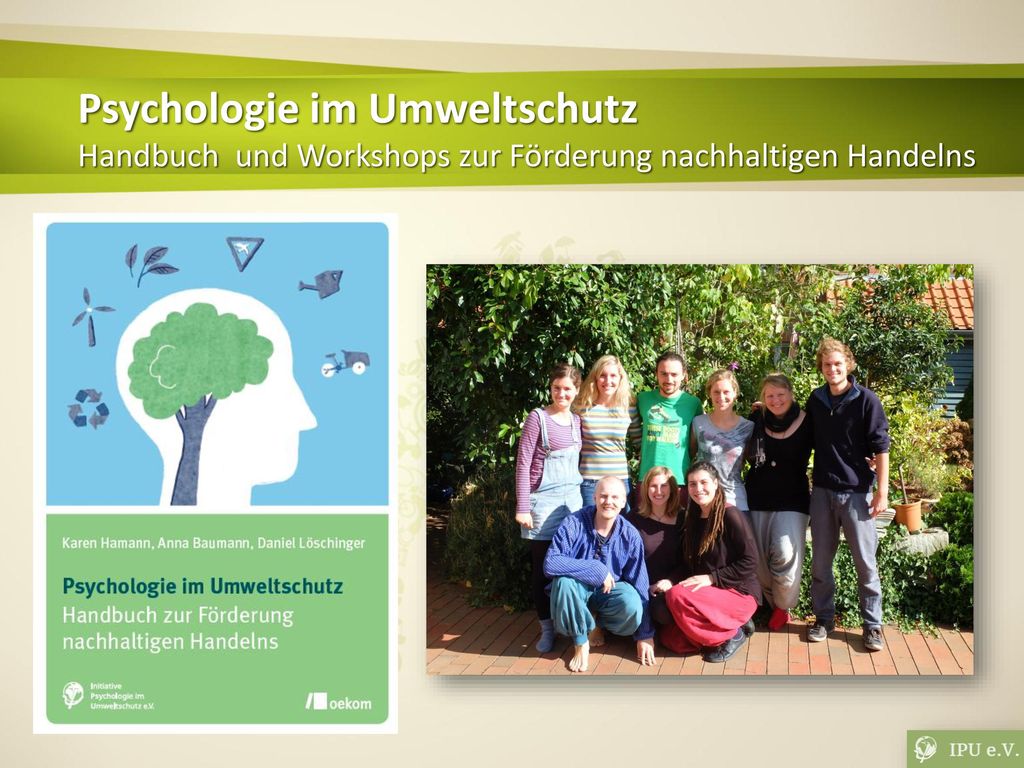 Psychologie im Umweltschutz Handbuch und Workshops zur Förderung nachhaltigen Handelns