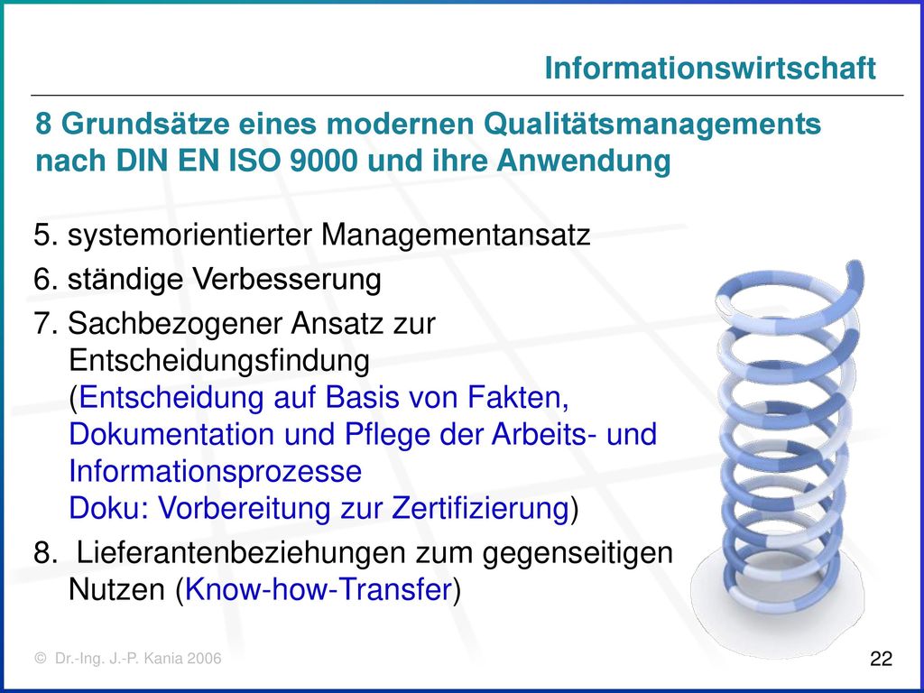 8 Grundsätze eines modernen Qualitätsmanagements nach DIN EN ISO 9000 und ihre Anwendung