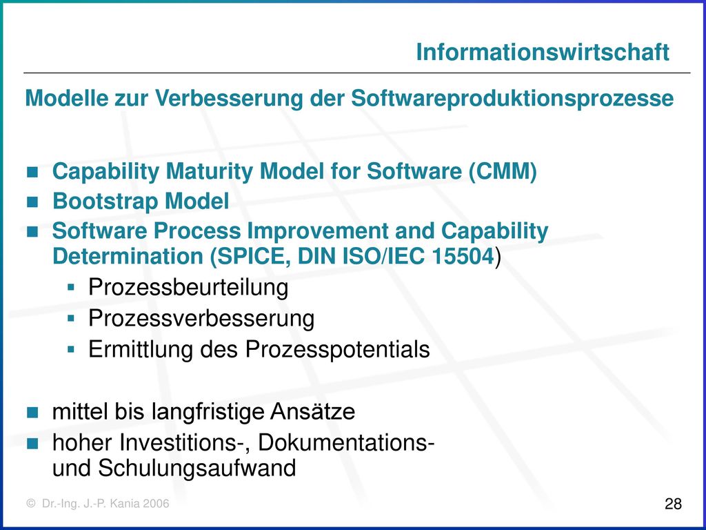 Modelle zur Verbesserung der Softwareproduktionsprozesse