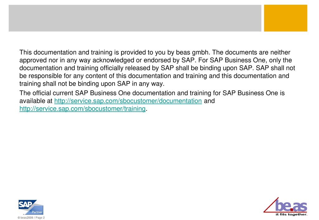 This documentation and training is provided to you by beas gmbh