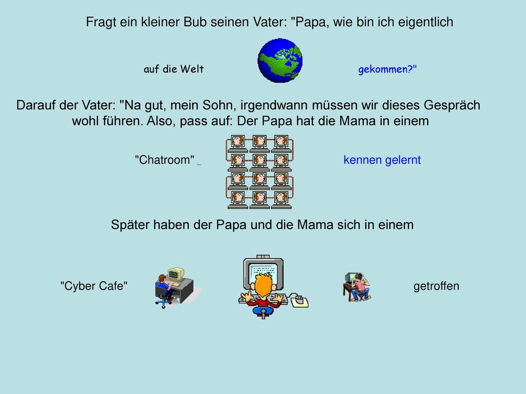 Fragt ein kleiner Bub seinen Vater: Papa, wie bin ich eigentlich