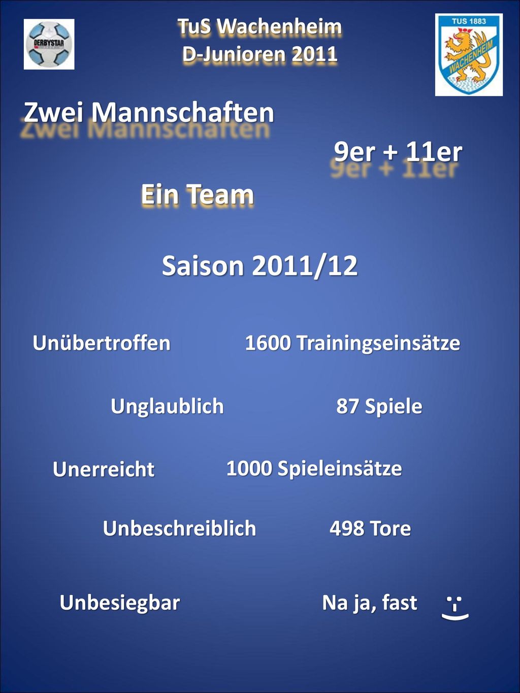 Zwei Mannschaften 9er + 11er Ein Team Saison 2011/12 :-)