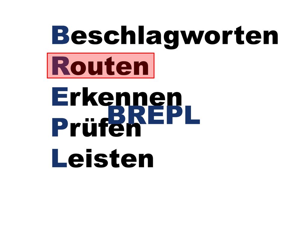 Beschlagworten Routen Erkennen Prüfen Leisten BREPL